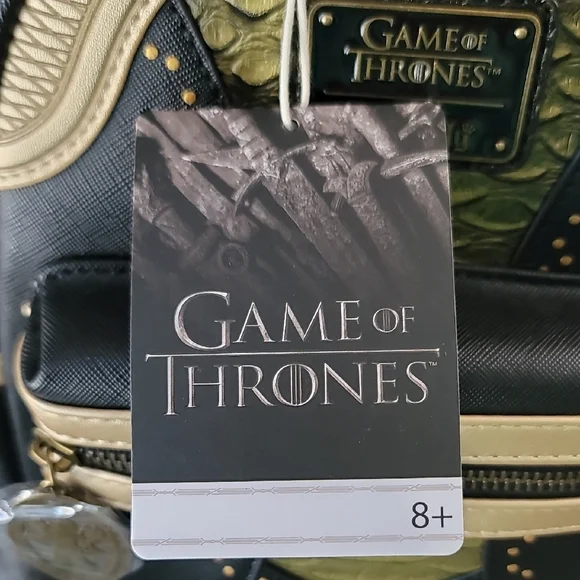 Loungefly Game of Thrones Black and Gold Backpack - Picture 3 of 9